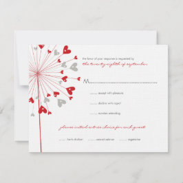Red Dandelions Love Summer Weding RSVP Card