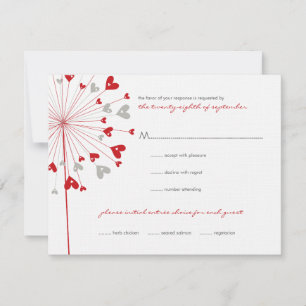 Red Dandelions Love Summer Weding RSVP Card