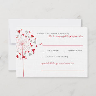 Red Dandelions Love Summer Weding RSVP Card