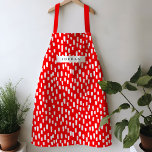 Red Dashing Apron brilhante<br><div class="desc">Brilhante e alegre, este avental colorido vibrante apresenta traços desenhados à mão para um padrão lúgubre de ano. Personalize com seu próprio nome ou dê como um presente prático e ponderado!</div>