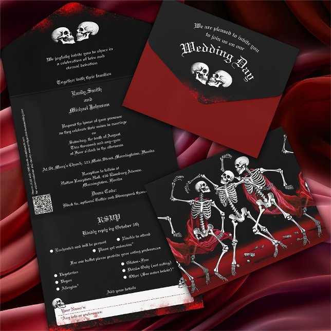 Red Death Dancing Skeletons Casamento Gótico (Criador carregado)