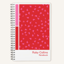Red Ditsy Floral Vertical Palette Notebook