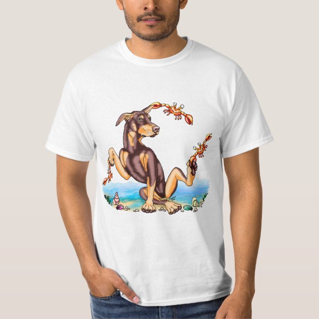 Red Doberman Pinscher Kinda Crabby Camisetas (Frente)