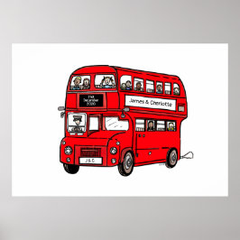 Red Double Decker London Bus Weding Impressão Post