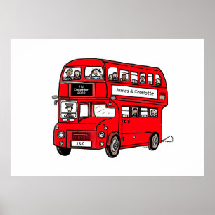 Red Double Decker London Bus Weding Impressão Post