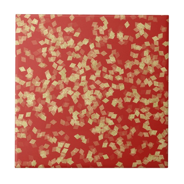 Red Dourado Confetti Abstrato (Frente)