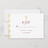 Red & Dourado Ganesha e Mehndi Indian RSVP