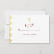 Red & Dourado Ganesha e Mehndi Indian RSVP