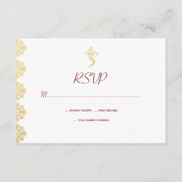 Red & Dourado Ganesha e Mehndi Indian RSVP
