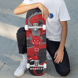 Red Dragon Skateboard com Nome Personalizado