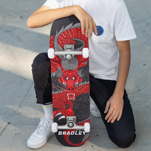 Red Dragon Skateboard com Nome Personalizado