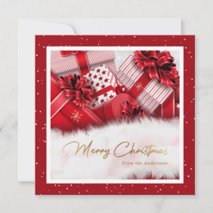 Red Faux Gold Foil Snow Oferece Cartões de Natal