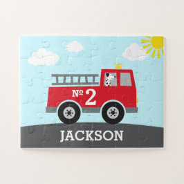 Red Fire Truck Personalizado Quebra-cabeça
