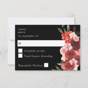 Red Floral Black no Meal RSVP
