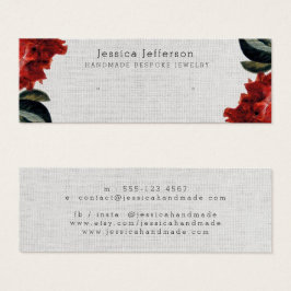 Red Floral Stud Earrando Joias Pequenas Placas de