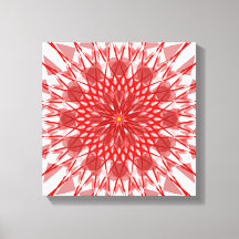 Red Flower mandala Canvas Art
