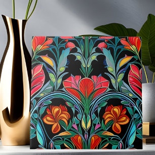 Red Flowers Art Deco Art Nouveau