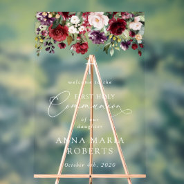 Red Flowers, Boho, First Holy Communion Welcome