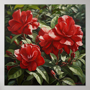 Red Gardenia Flowers Art Impressão Poster