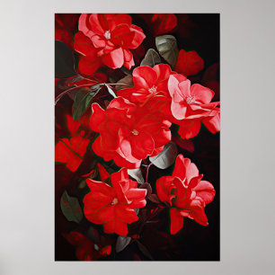 Red Gardenias Flower Art Impressão Poster