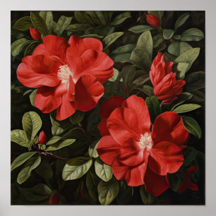 Red Gardenias Flower Art Impressão Poster