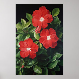 Red Gardenias Flower Art Impressão Poster