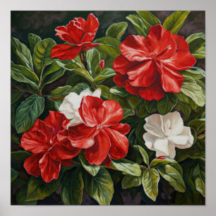 Red Gardenias Flower Art Impressão Poster