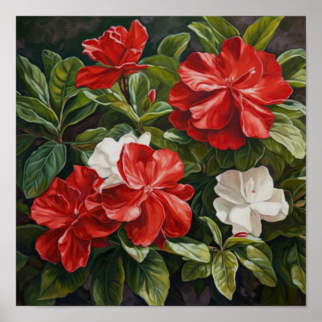 Red Gardenias Flower Art Impressão Poster (Frente)