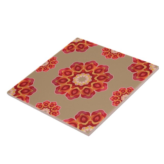 Red Geo Peony sobre Fawn (Lateral)