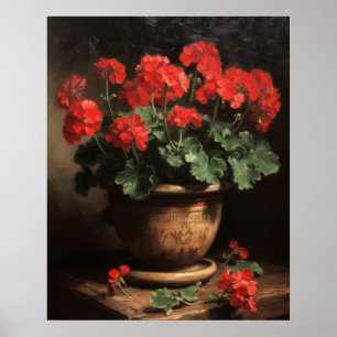 Red Geranium Flowers Art Impressão Poster