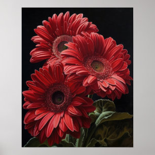 Red Gerbera Daisy Flowers Art Impressão