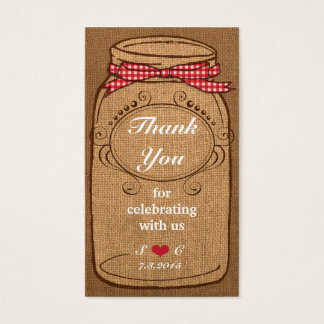 Red Gingham e Burlap Mason Jar Favorecem etiquetas