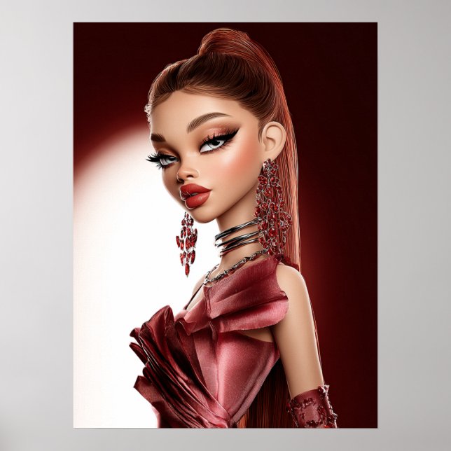 Red Glamour Print, Value Poster Paper (Semi-Gloss) (Frente)