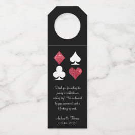 Red Glitter Vegas Bote Bem-Vindo Etiqueta