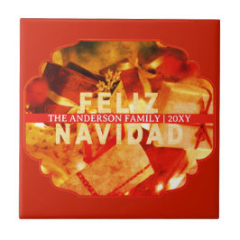 Red Gold Feliz Navidad Elegant Keepsake Christmas