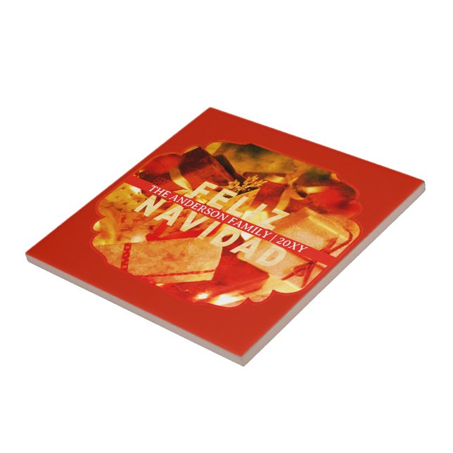 Red Gold Feliz Navidad Elegant Keepsake Christmas (Lateral)