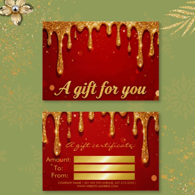 Red & Gold Glitter Drip Gift Card (Criador carregado)
