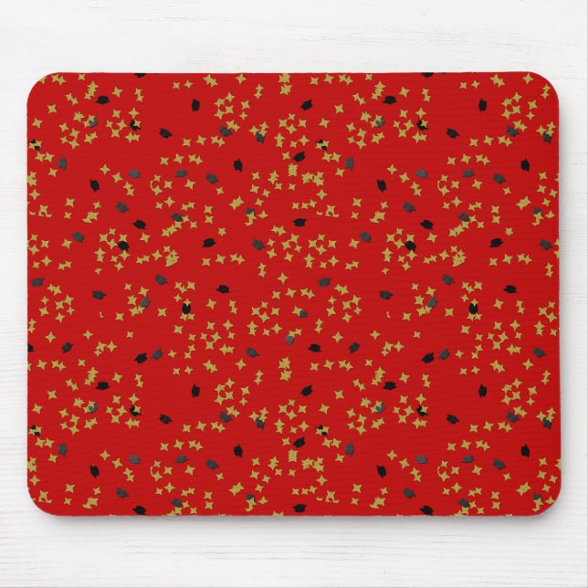 Red Graduation Confetti Mousepad (Frente)