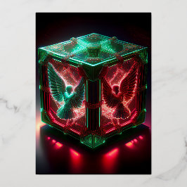 Red & Green Angels Watch Over Metallic Light Box