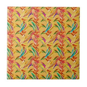 Red Green Blue Purple Abstrato Floral Art Deco
