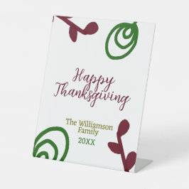 Red green happy Thanksgiving floral leaf fall