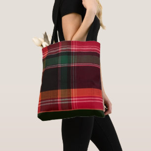 Red Green Madras Xadrez Tote Bag