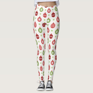 Red Green Ornaments Christmas Leggings Women