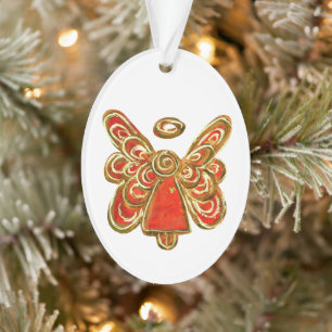 Red Guardian Angel Art Ornamentos de Pendentes de 