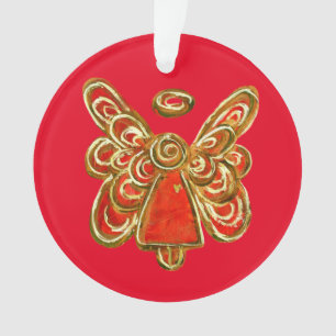 Red Guardian Angel Art Ornamentos de Pendentes de 