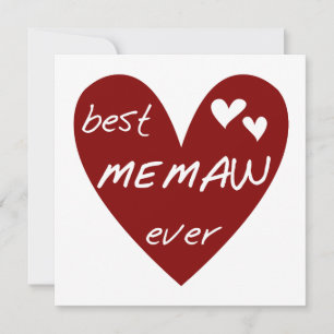 Red Heart Best Memaw Ever T-shirts e presentes