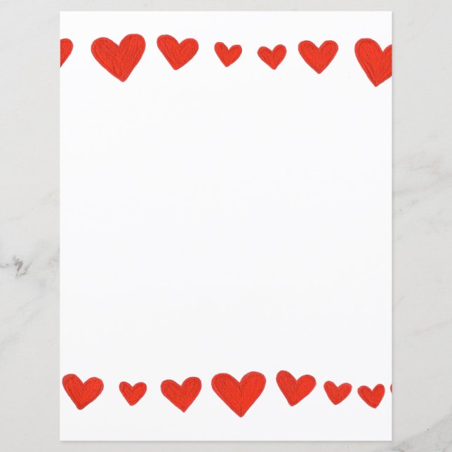 Red Hearts Border on White Scrapbook Paper (Frente)