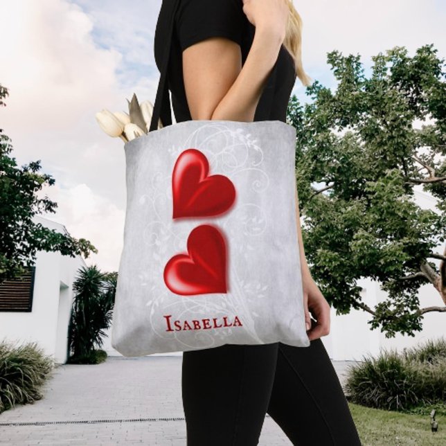 Red Hearts Personalised Tote Bag (Red Hearts Personalized Tote Bag)
