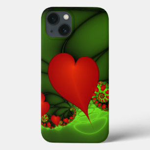 Red Hearts Verde limão Arte Fractal Moderna Abstra