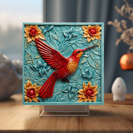 Red Hummingbird Faux 3D